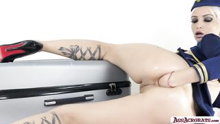 Gorgeous tattooed babe KsuColt enjoying solo anal