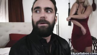 Frustrated lady dominates lover in a role play sex