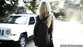 Hitchhiker teen brutally double fucked!