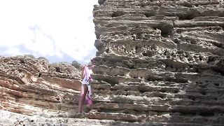 Wild tourists have mountain anal sex