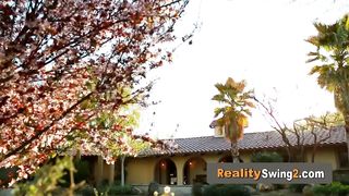 Hot swinger babe is riding a huge cock