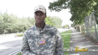 Deep throat for a fake black soldier