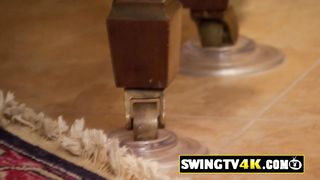 Swinger couple is fucking on a piano