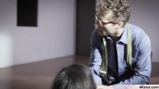 Emily Willis having her first threesome scene ever