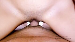 19 yo brunette with sexy tits rides big cock