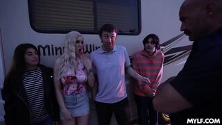 Mom and daughter threesome with a officer