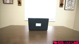 Stepsister sucks my cock under the table