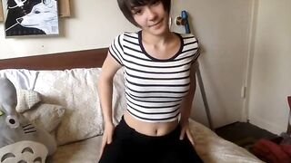 Petite Babe gets naked and fucks dildo
