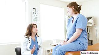 Doctor gives breast exam to busty intern