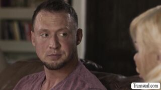 Big tits Tgirl rides friends boyfriend