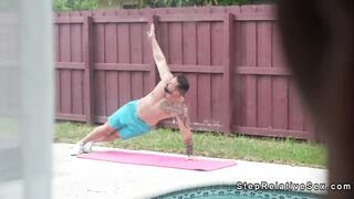 Horny teen fucks with stepuncle by the pool