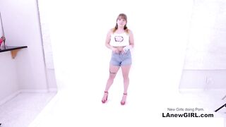 Cute Girl seduced and strapon fucked by a lesbian