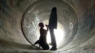 Voyeur BBC worship aggressive BlowJob public