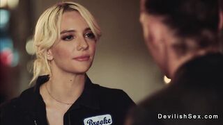 Man fucks busty gf on a ranch at night outdoors