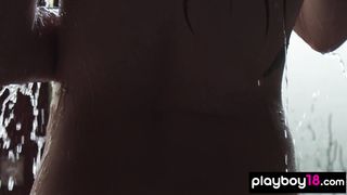 Bubble covered beauties washing each others bodies