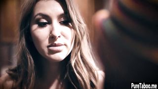 Horny brunette teen used a big dildo