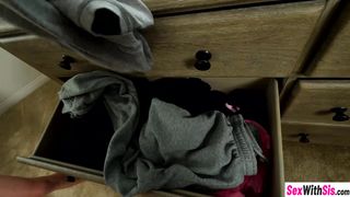 Blonde teen undresses infront of stepbro