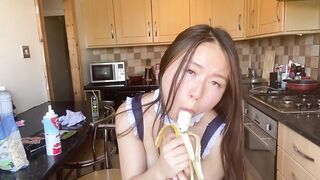 Good morning have your cute asian girlfriend for breakfast in kitchen POV