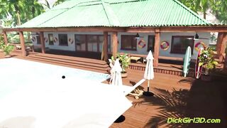 Lucky Girl Gets FUTA Shemale DP Threesome