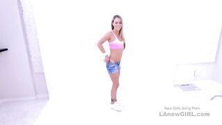 Sexy blonde squirts as she cums on his cock