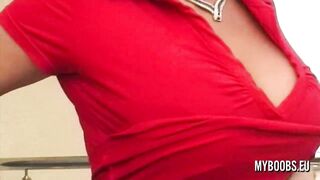 Busty babe Kora Kryk naked on public in Croatia