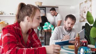 The two cheaters fuck all over the kitchen