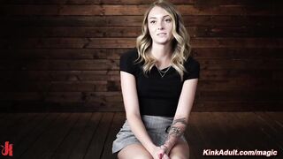 Blonde takes a fucking machine and Hitachi