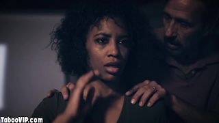 Shy ebony teen banged by big cocked dude