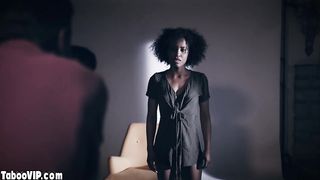 Shy ebony teen banged by big cocked dude