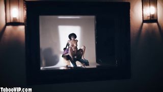 Shy ebony teen banged by big cocked dude