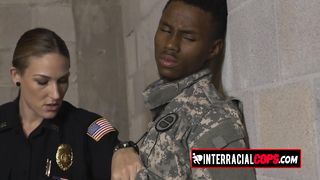 Hardcore threesome in jail with two MILF