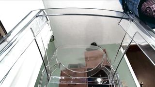 POV of dominant woman in fishnets