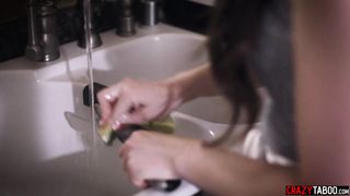 Teen stepdaughter seduces her stepfather