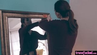 Teen meets a shemale through the mirror