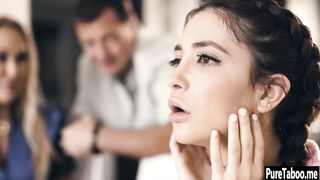 Confused teen gifted her petite body