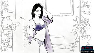 Big natural tits MILF model strips naked