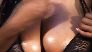 Two Black pussies play with purple dildo