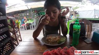 Thai teen rides boyfriends big hard cock