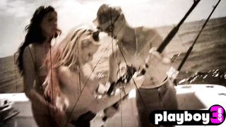 Petite blonde masturbate on the boat