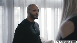 TS Aubrey Kate sucks her Neighbors cock