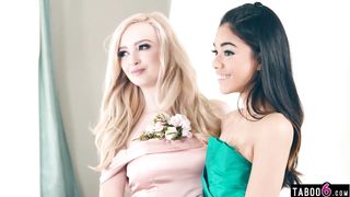 Teens Lexi Lore and Harmony Wonder lesbian licking