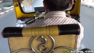 Cute Asian teen is sucking a man's cock