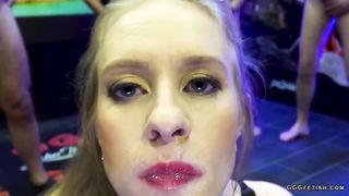 Nikki riddle shows cumswallow blowbang and anal