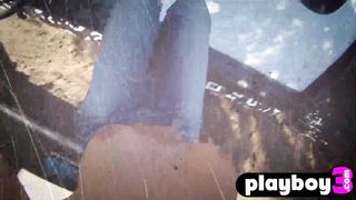 Wild busty lesbians enjoys outdoor games