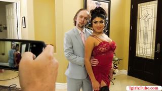 Latina shemale barebacked by her prom date