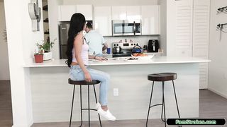 Stepsis jerk off stepbro with mum nearby