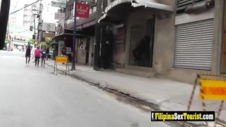 Horny backpacker is receiving a blowjob