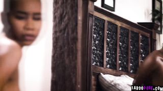 Katrina and Lucas shared eating Jennas black pussy