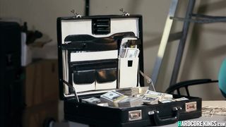 Huge tits MILF is fucked by mob