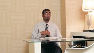 Shemale hotty takes big black cock